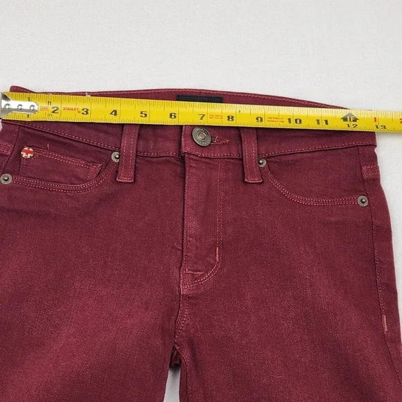 Hudson Made In USA Super Skinny Maroon Distressed Jeans - Picture 7 of 12